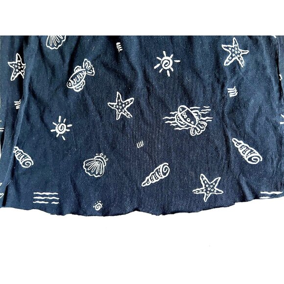 Vintage 90s VIVA CITY USA Knit Black Nautical Summer Shift Dress Size L Unhemmed - Picture 12 of 12